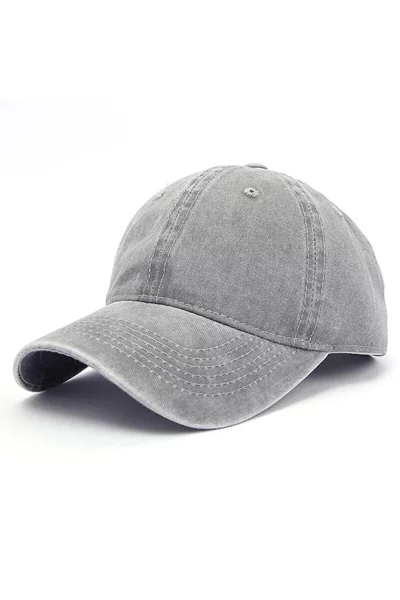 کلاه کپ مدل وینتیج شسته رنگ خاکستری ساده